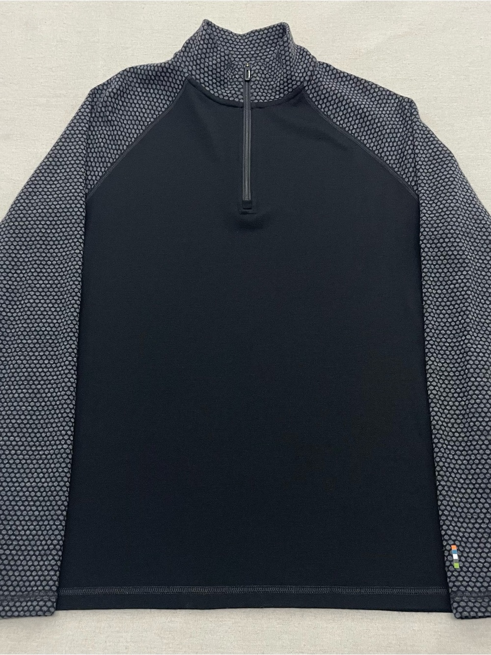 Smartwool Women 1X Classic Thermal Merino 250 1/4 Zip Base Layer Top Black Polka